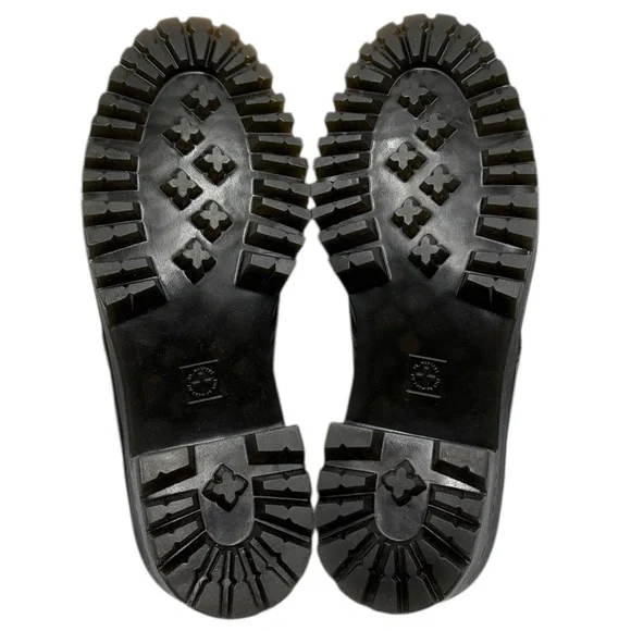 Dr. Martens Leona Low Platform Derby Shoes - Black Vintage Smooth Leather Size 9